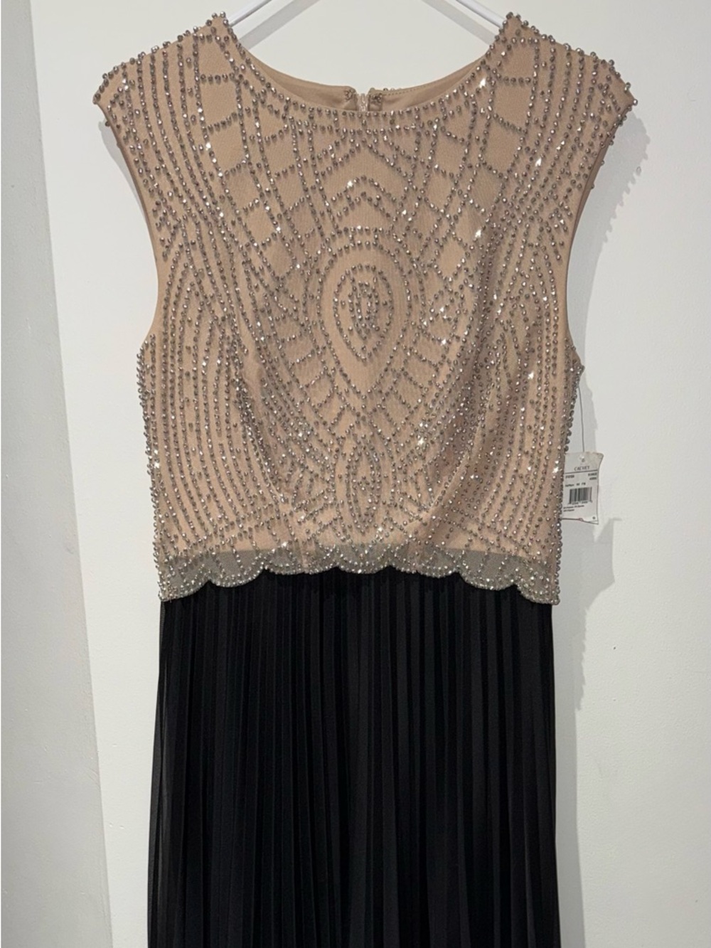 Cachet Beaded Nude and Black Maxi Dress